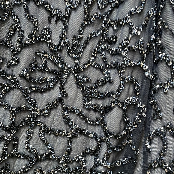 Ml Monique Lhuillier Broken glass beaded black dress